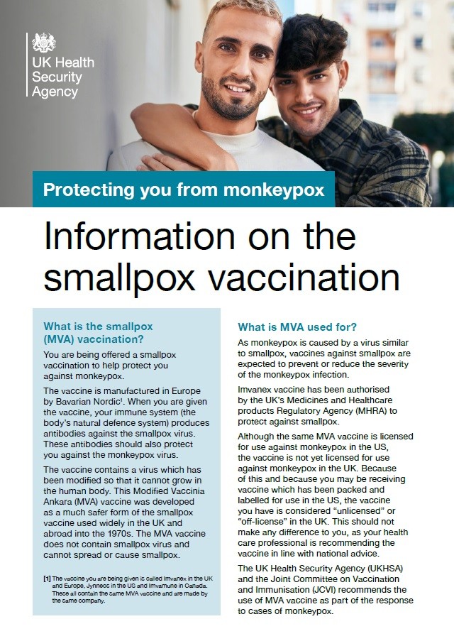 Protecting you from monkeypox - information on the smallpox vaccination (A4 factsheet)