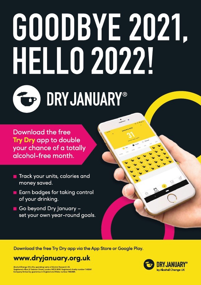 Goodbye 2021, hello 2022 - Dry January (A4 poster)